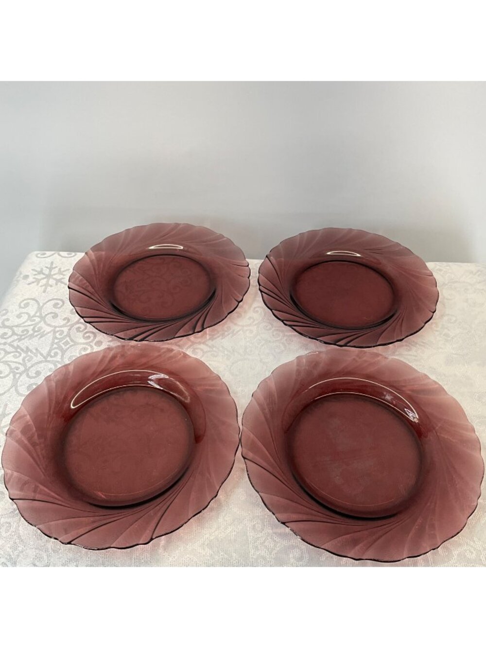 Duralex Rivage Amethyst Swirl Glass 7.5" Plates Set/4